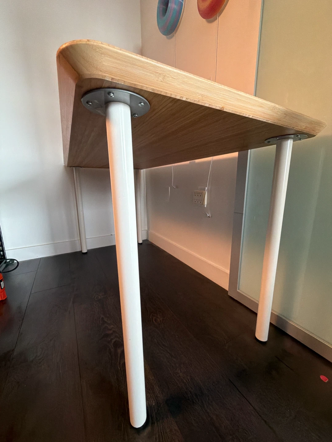 IKEA Bamboo Desk with White Legs - photo 5
