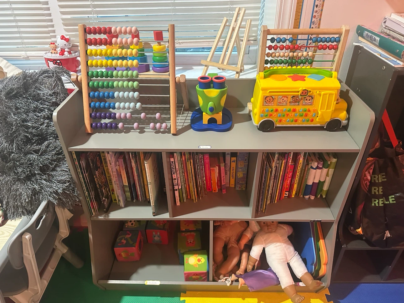 Wooden Abacus and Learning School Bus Toy Set