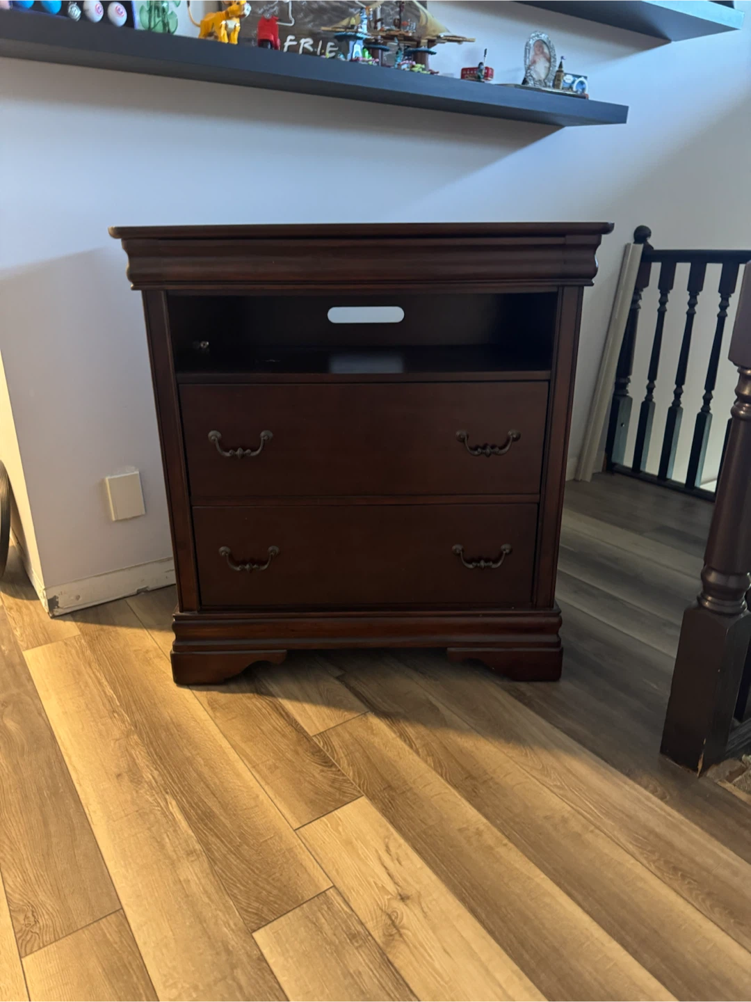Dark Brown Wooden Dresser with 2 Drawers