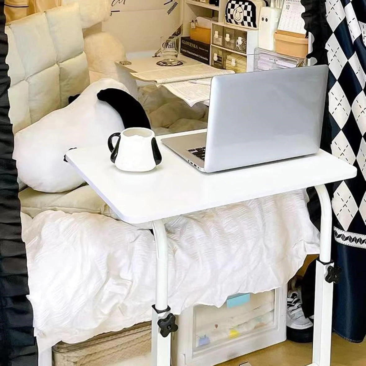 Adjustable Bedside Table with Wheels