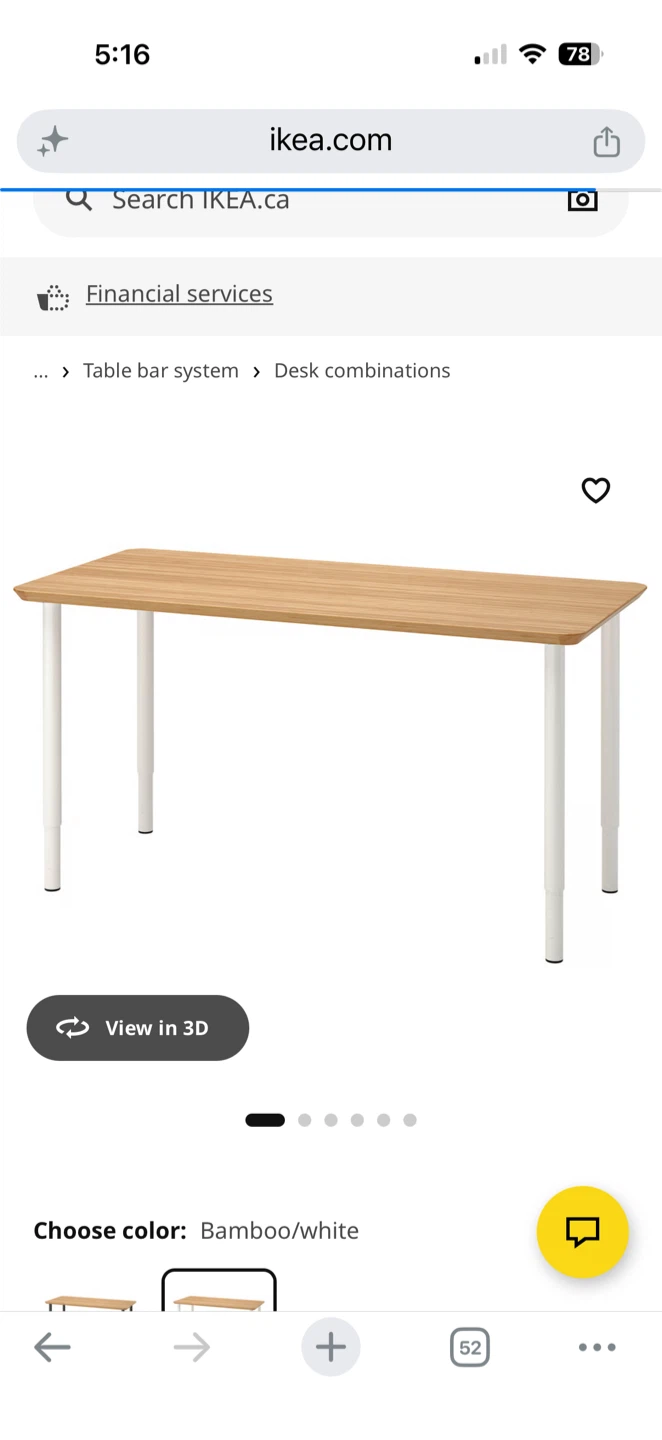 IKEA Bamboo Desk with White Legs