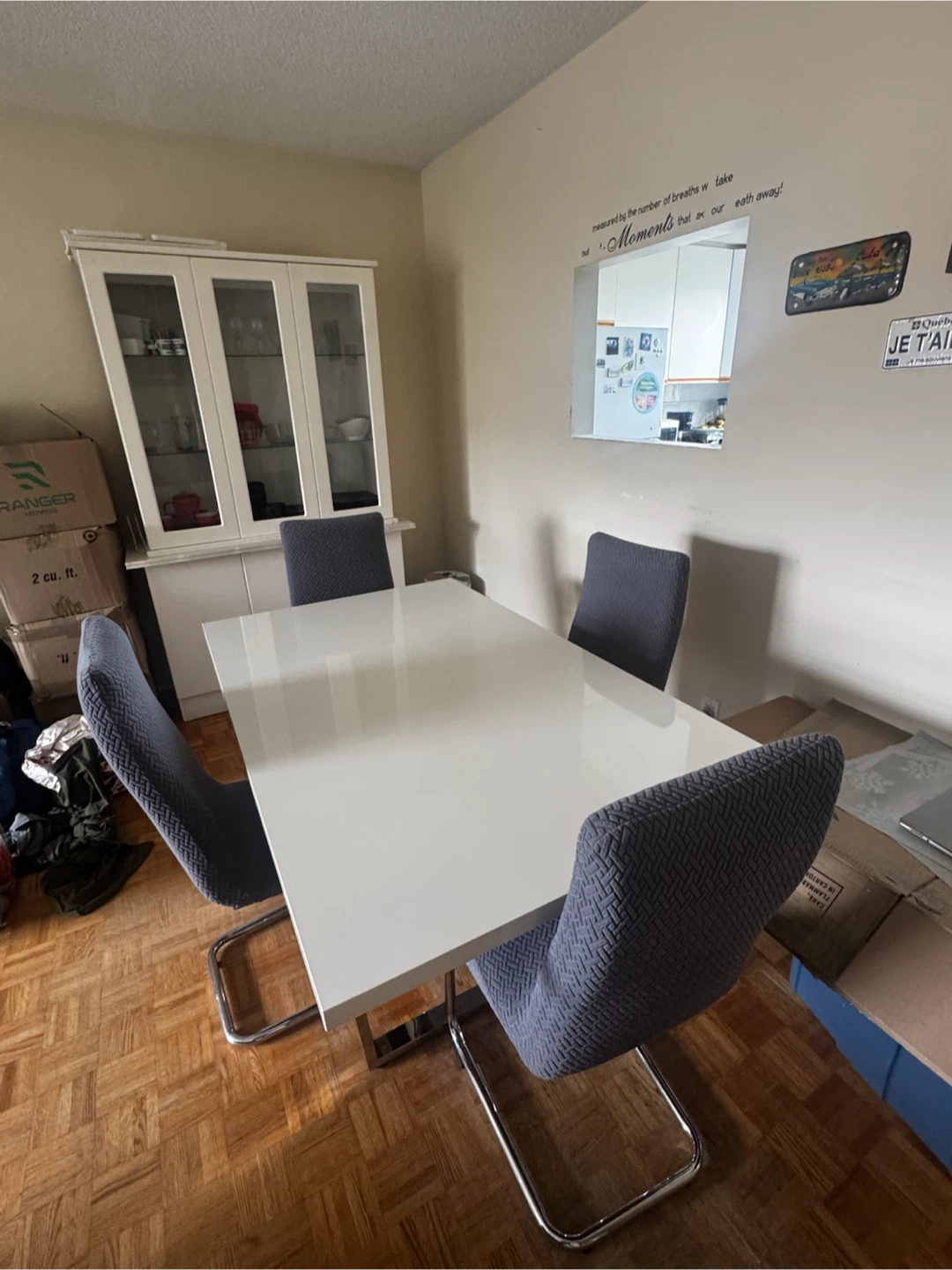 White Dining Table with 4 Chairs