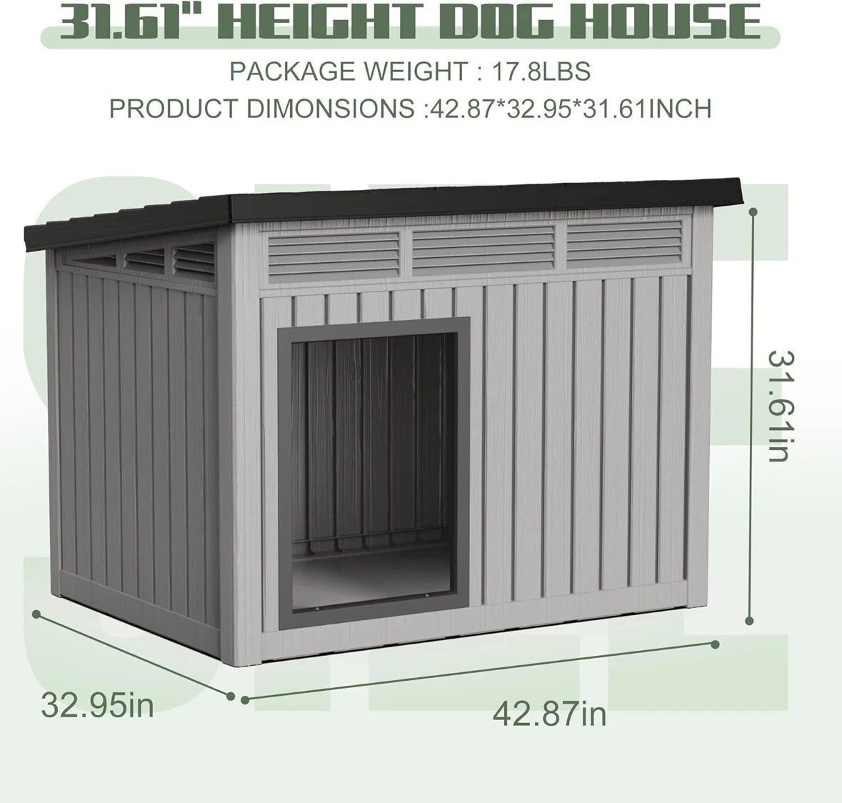 Outdoor Dog House - 31.61" Height - photo 3
