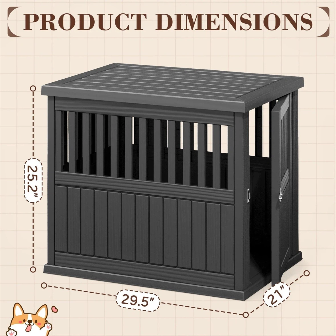 Dark Grey Dog Crate End Table - photo 3