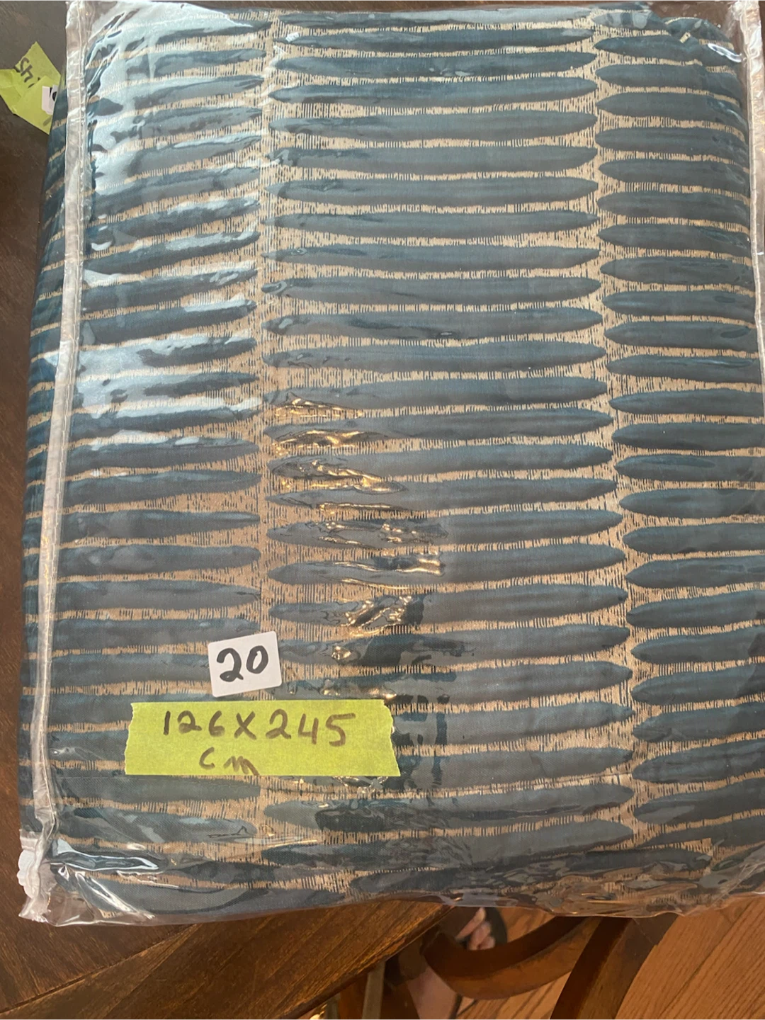 Blue and Tan Geometric Pattern Curtains - photo 3