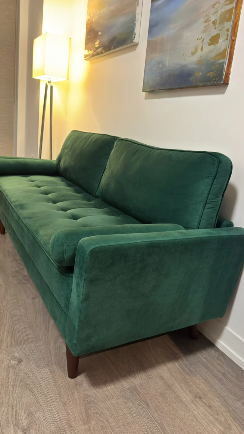 green velvet couch