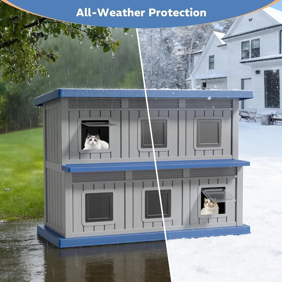 Weatherproof Pet Shelter - Multi-Level Condo