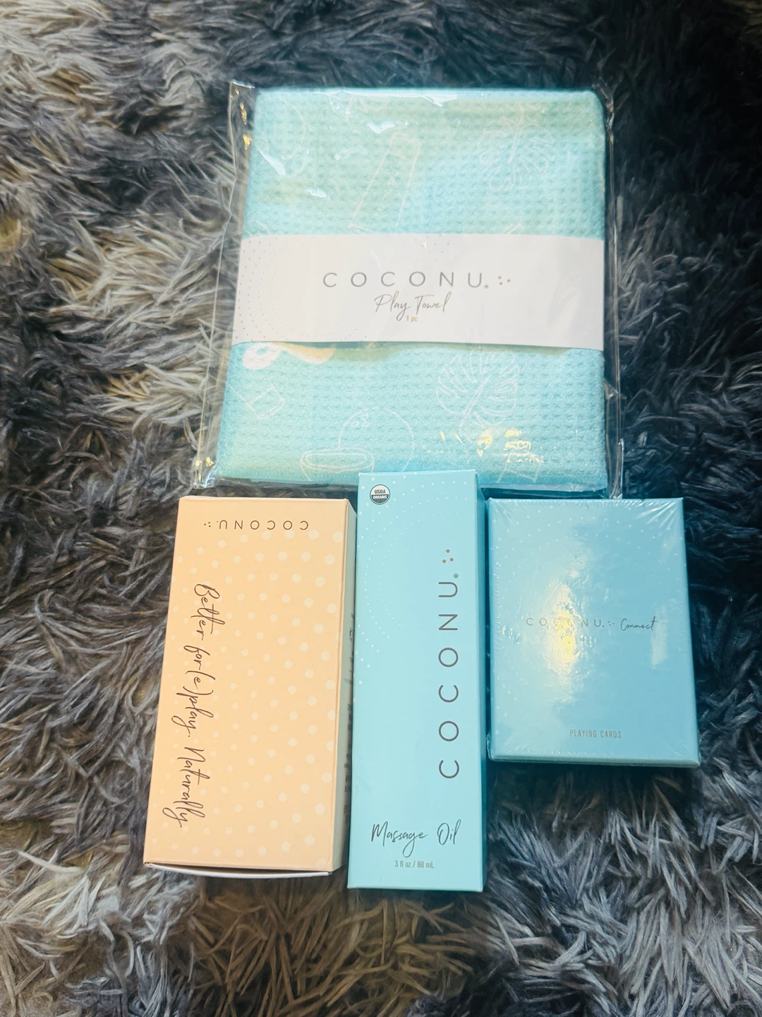 COCONU Play Towel, Massage Oil, and Playing Cards Set