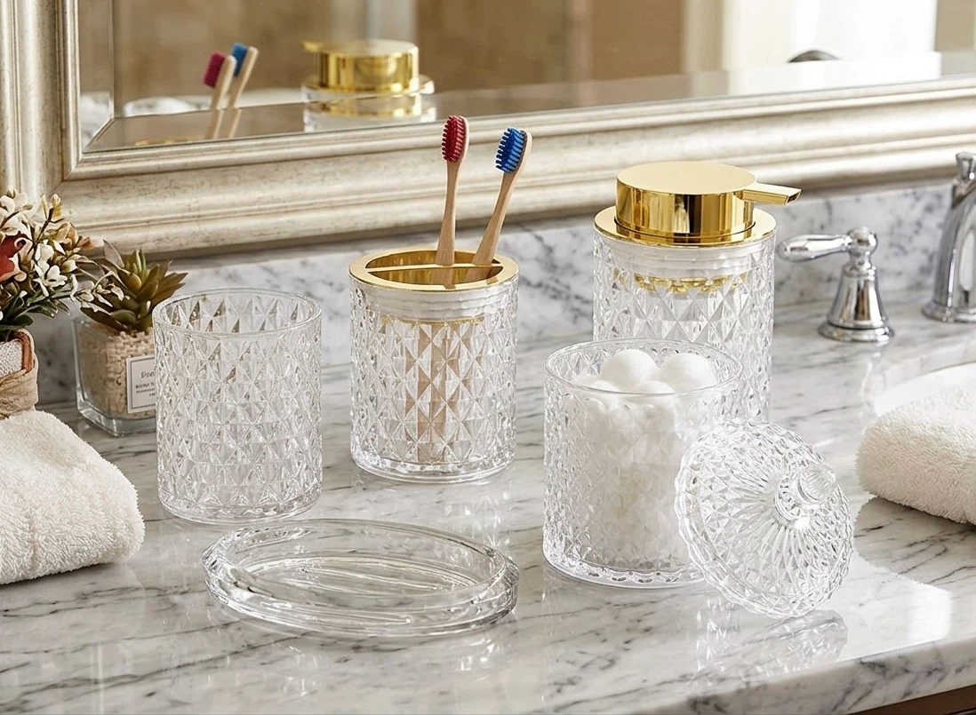 5-Piece Glass Bathroom  Set