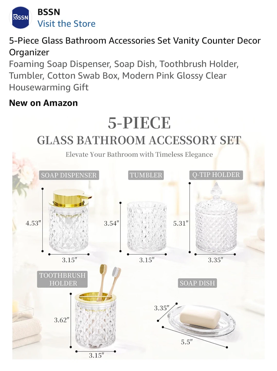 5-Piece Glass Bathroom  Set - photo 2