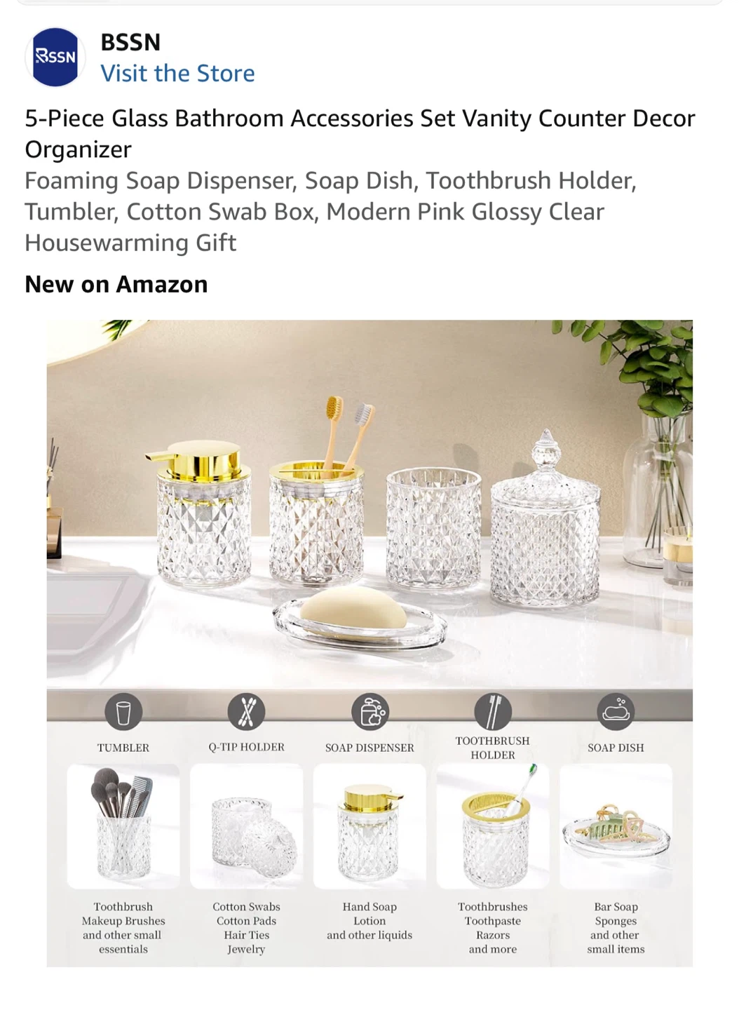 5-Piece Glass Bathroom  Set - photo 3