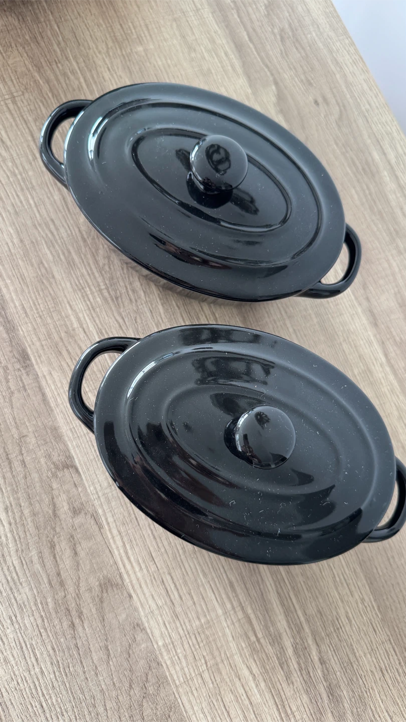 Denby 1809 Black Oval Ramekins - Set of 2