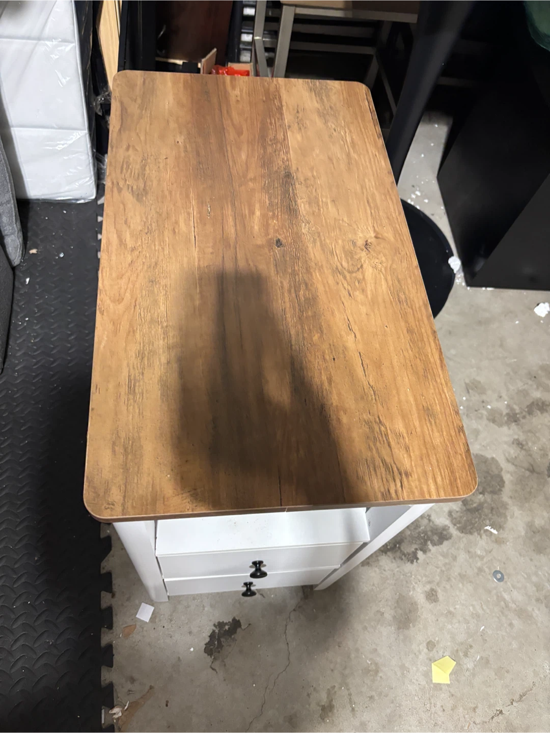 White and Wood Accent Table with 2 Drawers - photo 4