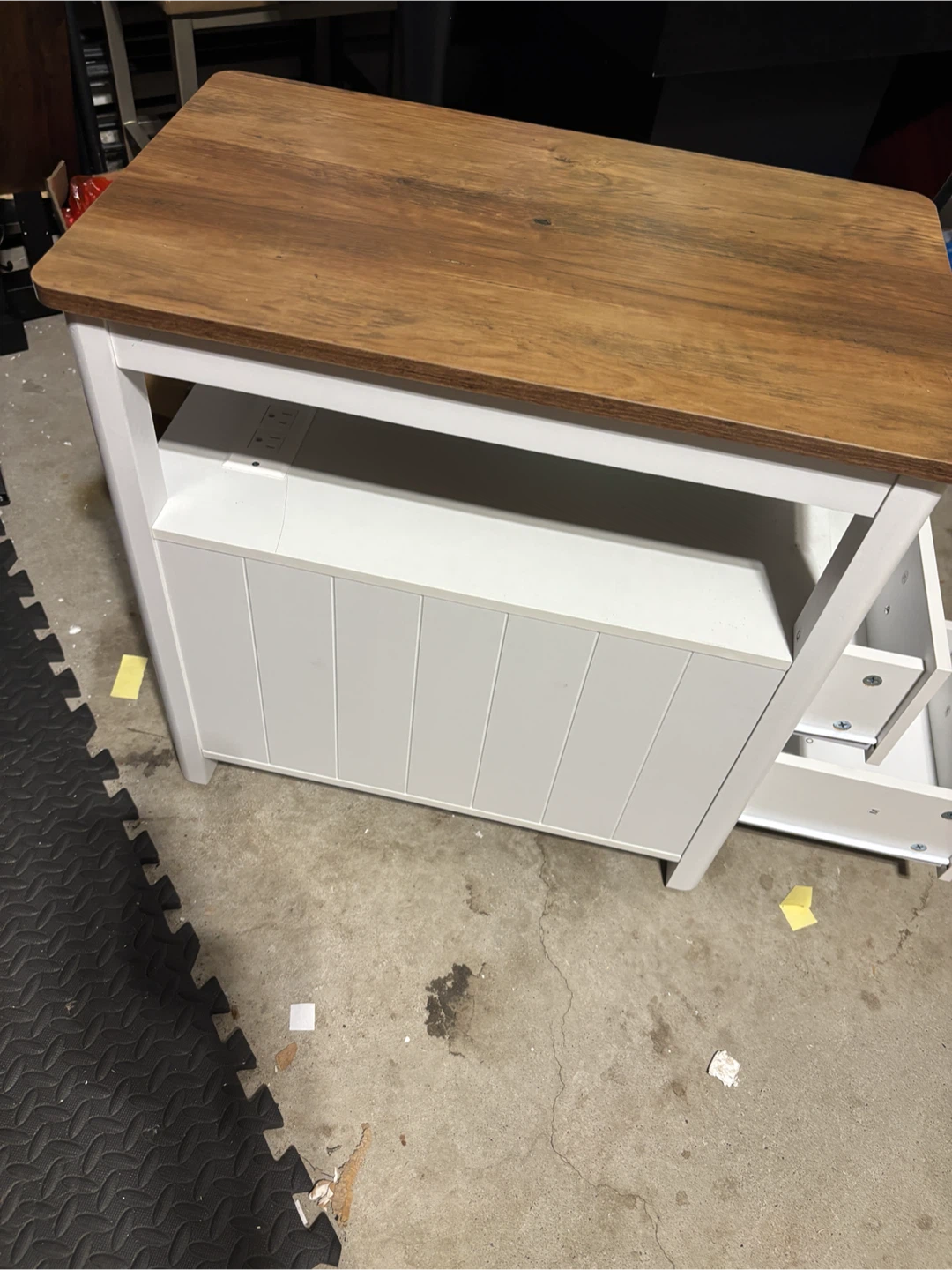 White and Wood Accent Table with 2 Drawers - photo 5