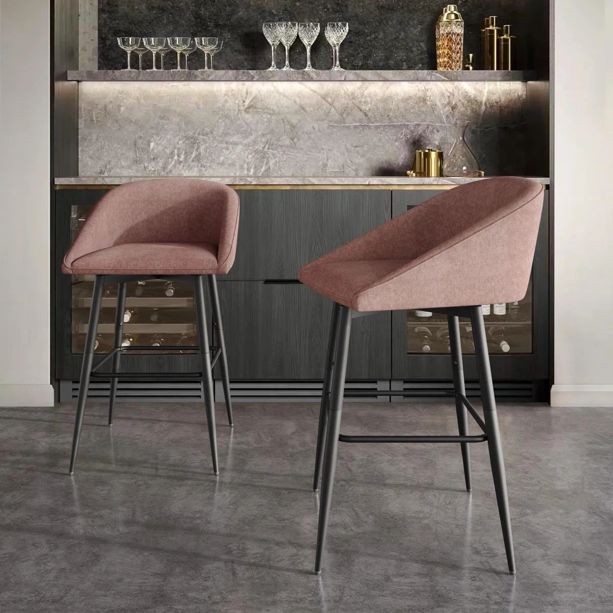Pink Upholstered Bar Stool - photo 3
