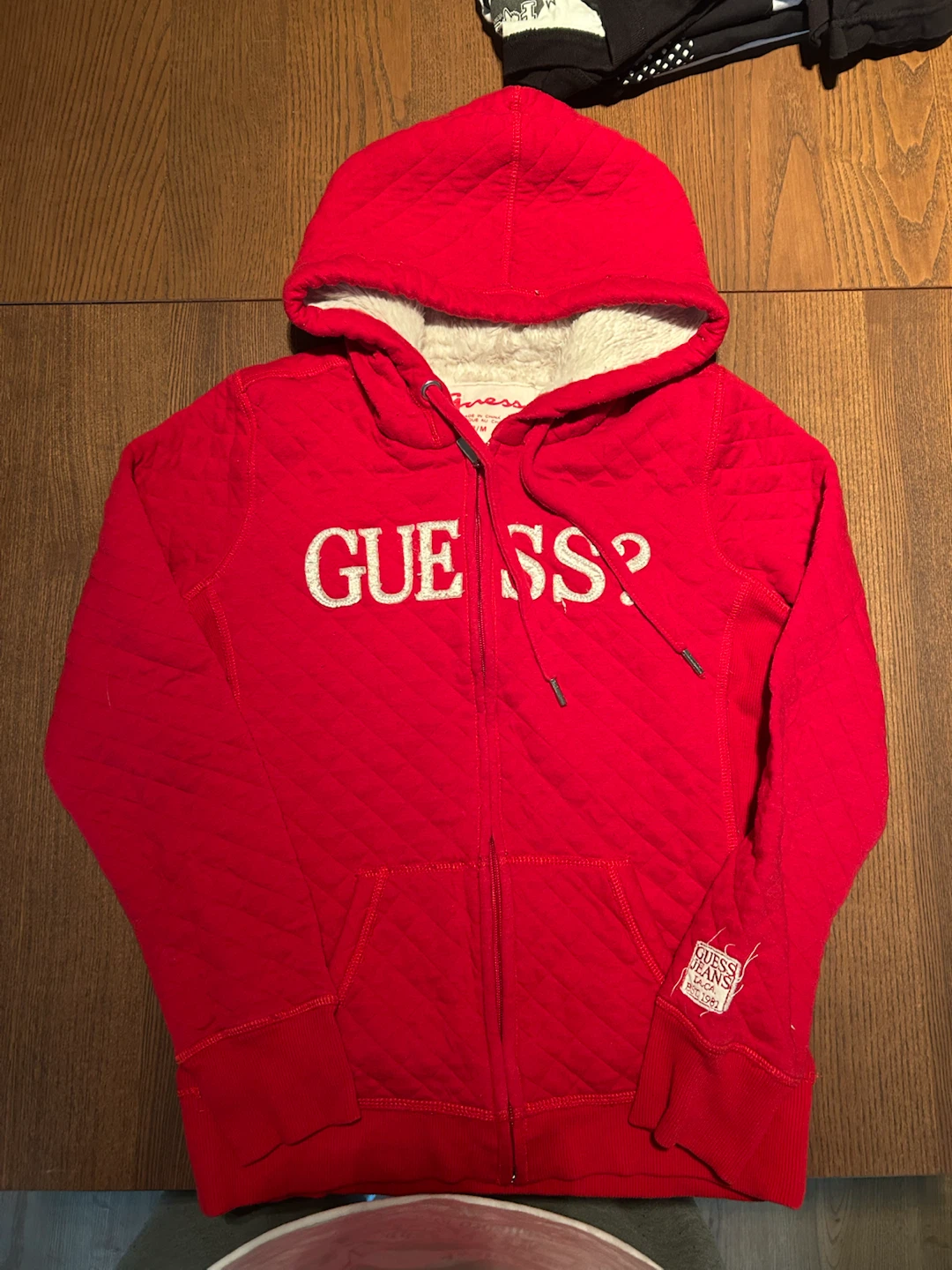 Guess Red Quilted Hoodie