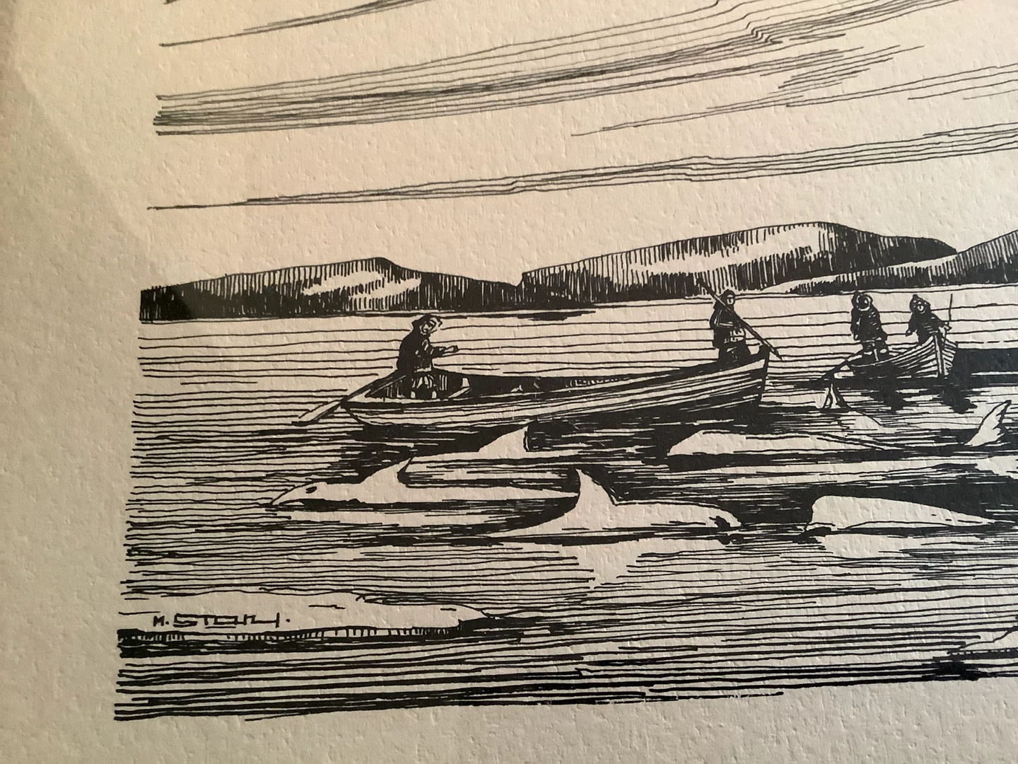 Vt Pen/Ink Drawing Trad Hunting Scene Cdn Artist Marcel Stary 🐞 - photo 2