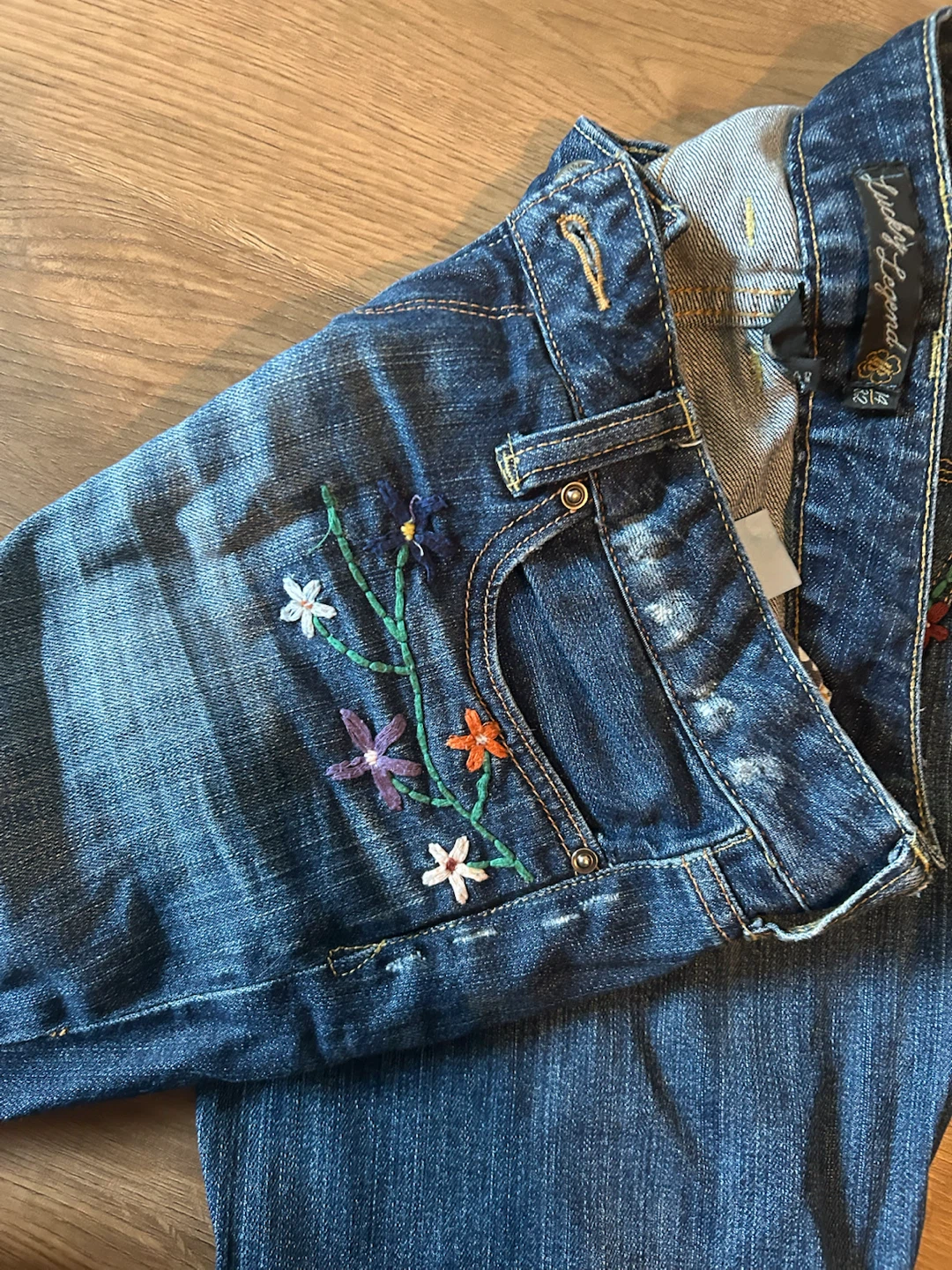 Embroidered Bootcut Blue Denim - photo 5