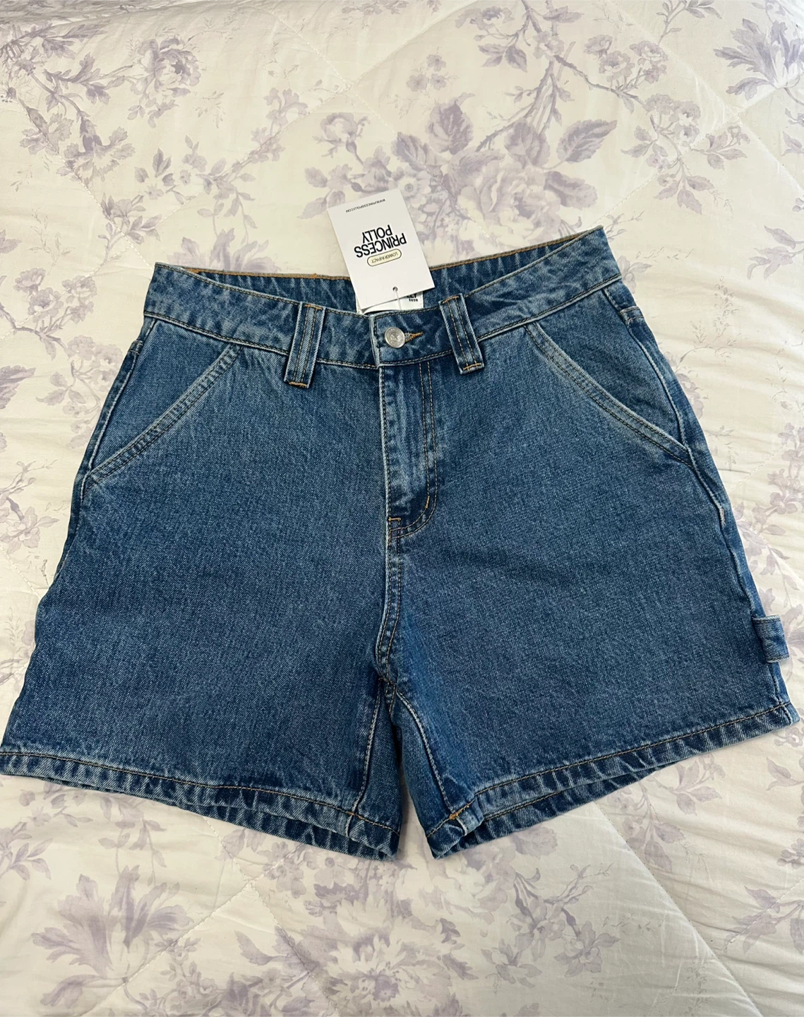 Princess Polly Denim Carpenter Shorts (Size 4)