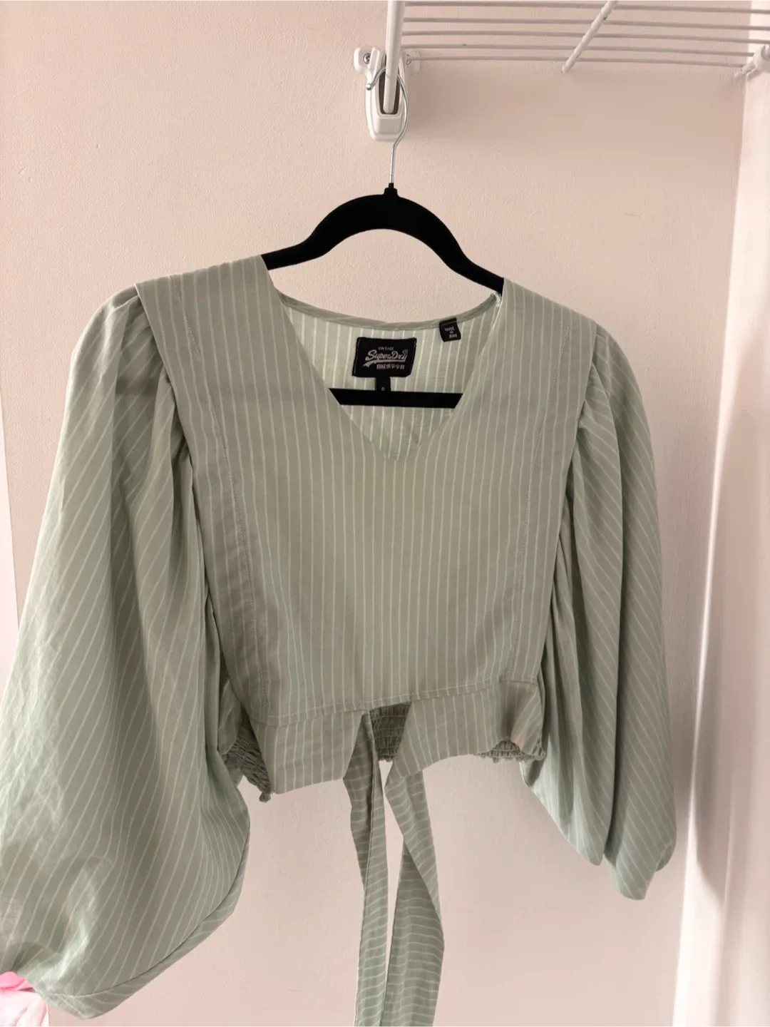 Superdry Striped Puff Sleeve Crop Top