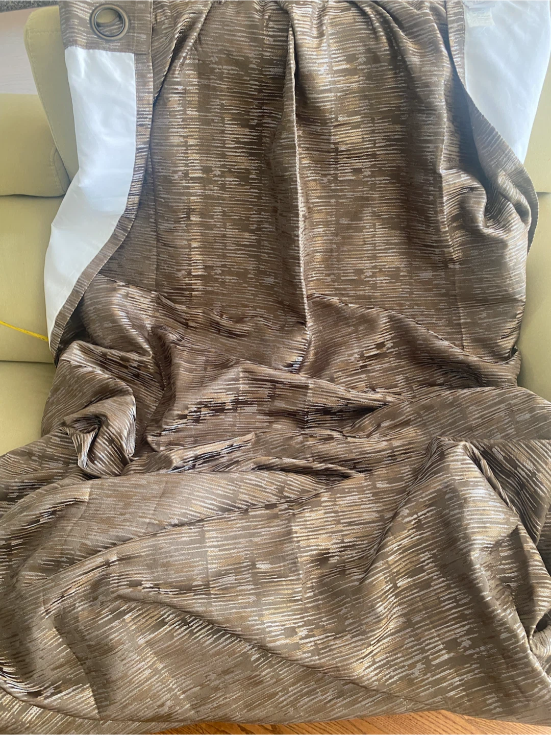 Brown & Gold Textured Eyelet Curtains (132x245 cm EACH)
