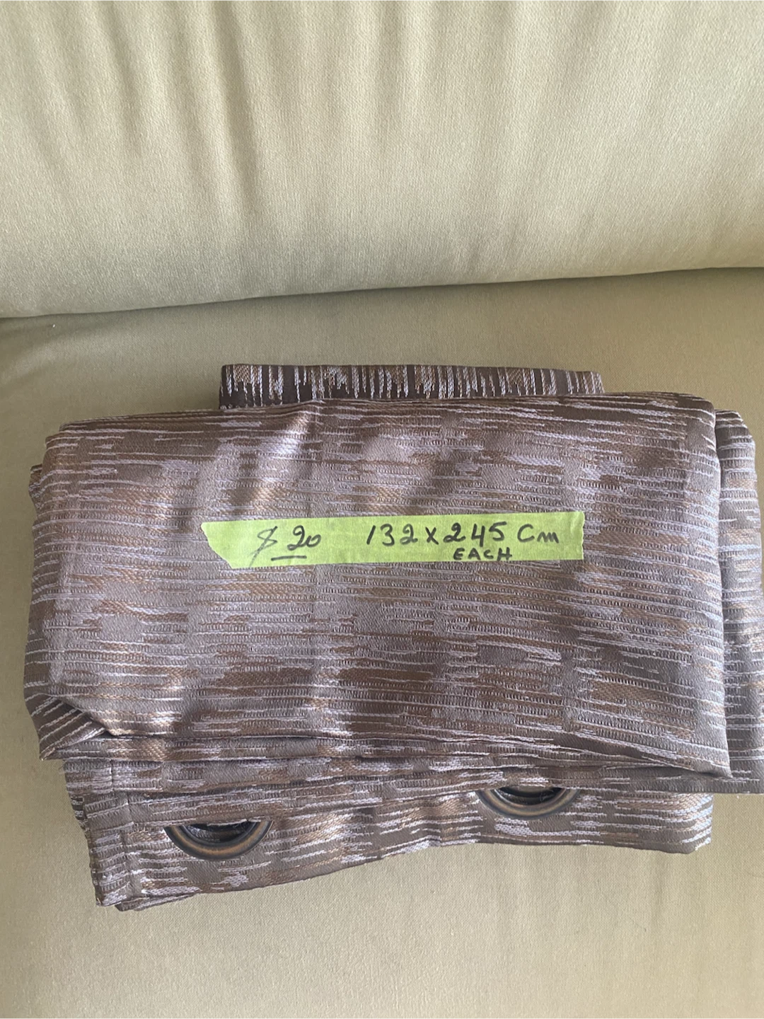 Brown & Gold Textured Eyelet Curtains (132x245 cm EACH) - photo 4