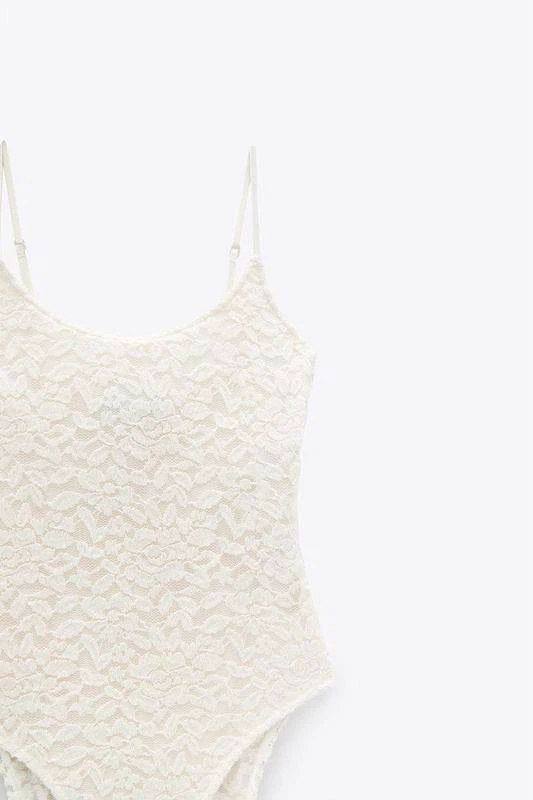 ZARA Cream Lace Bodysuit – Size M - photo 5