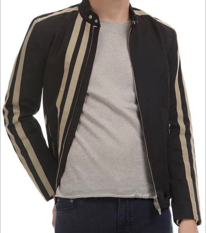 ZARA Man Black Jacket with Beige Stripes – Size L - photo 3
