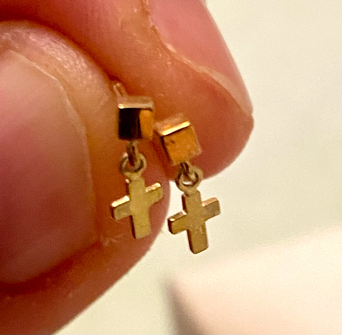 10K Gold Dangle Cross Earrings