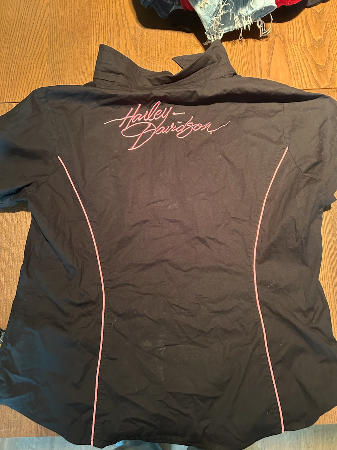 Harley-Davidson Women's Black Short Sleeve Collared Shirt