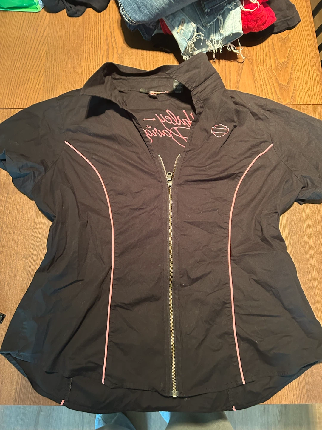 Harley-Davidson Women's Black Short Sleeve Collared Shirt - photo 2
