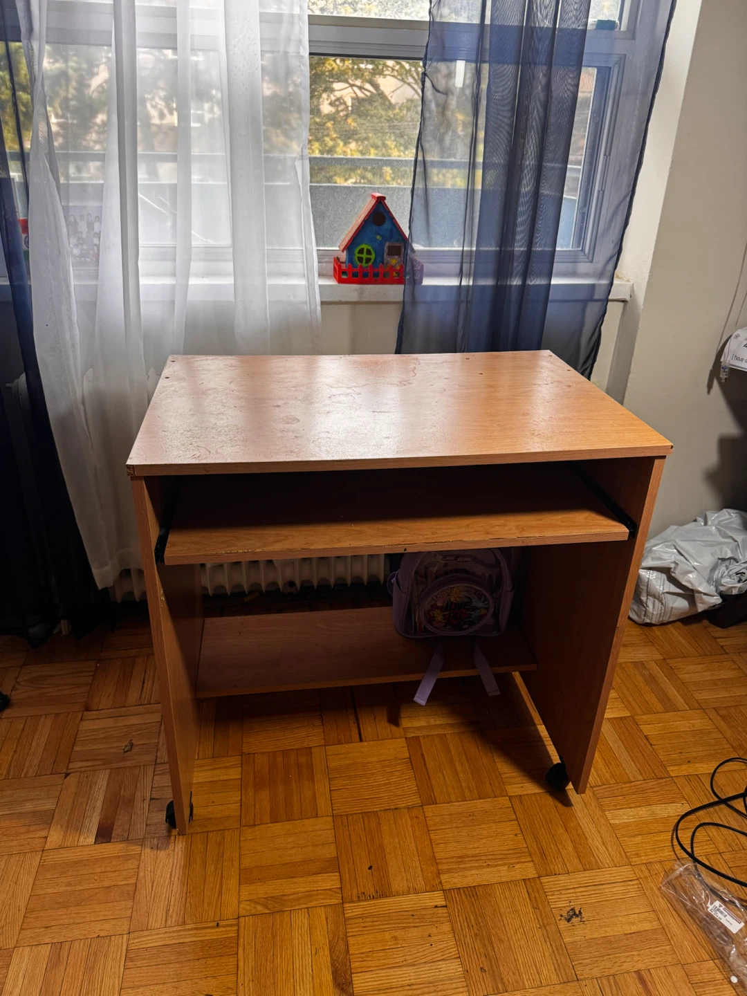Wooden Desk with Pull-Out Keyboard Tray