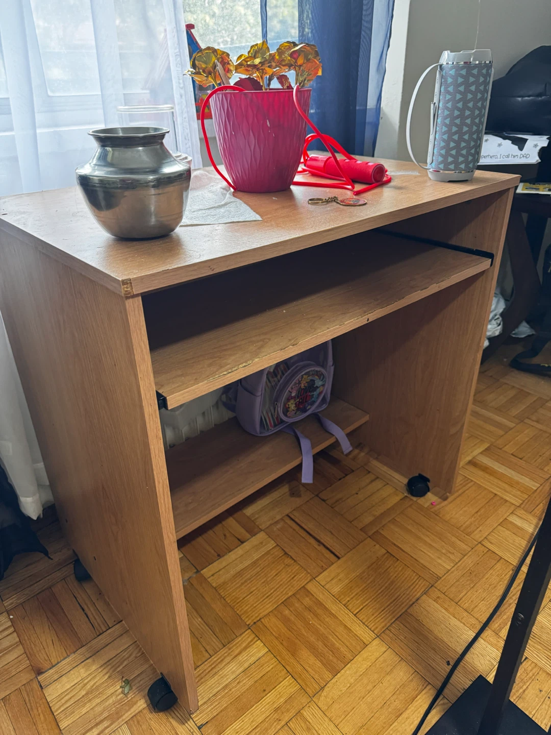 Wooden Desk with Pull-Out Keyboard Tray - photo 2