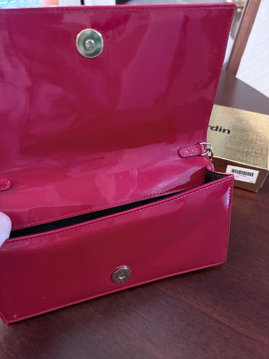 Pierre Cardin red Patent Leather Clutch Wallet with Chain - photo 2