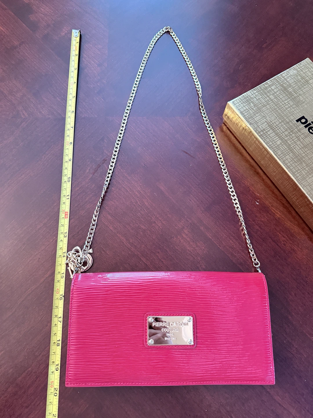 Pierre Cardin red Patent Leather Clutch Wallet with Chain - photo 5