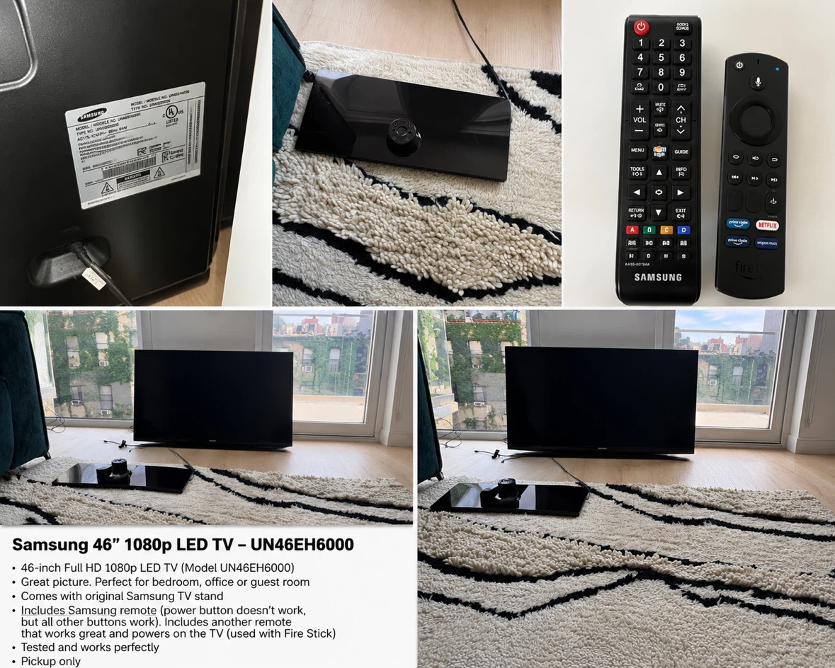 Samsung 46” 1080p LED TV – Great Condition – $60