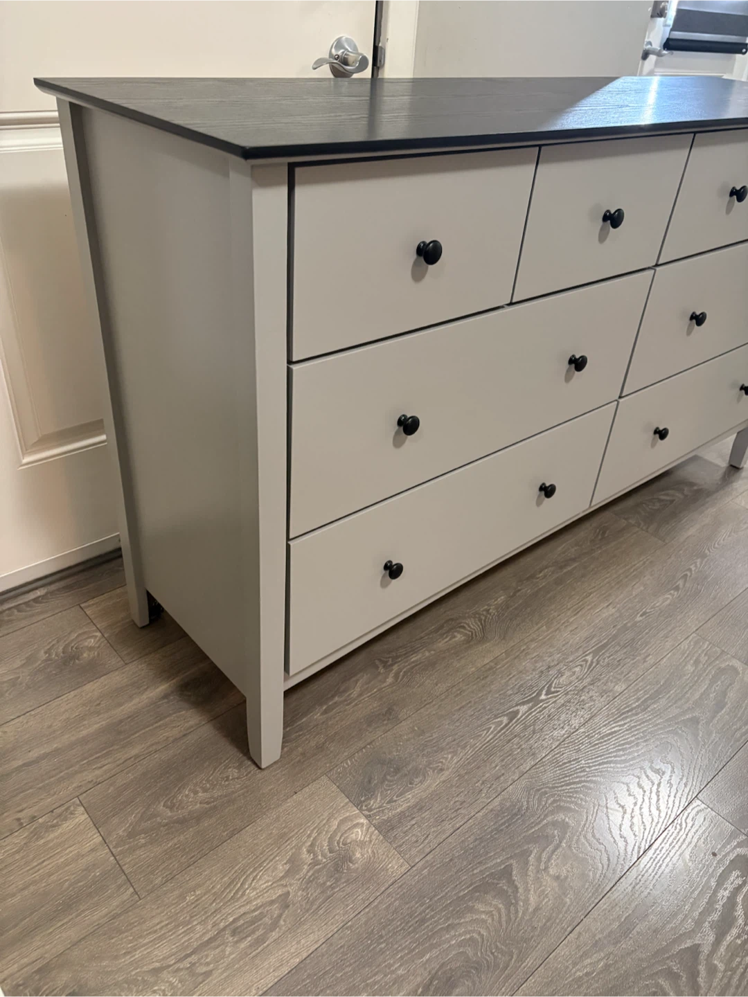Grey 8-Drawer Dresser with Black Top - photo 4
