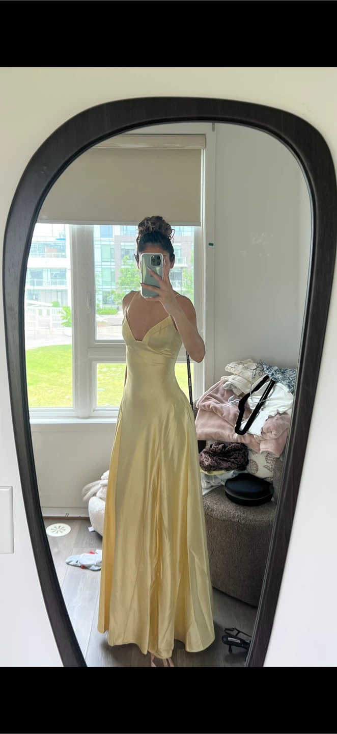 BABYBOO XS Yellow Satin Corset Back Maxi Dress - photo 3