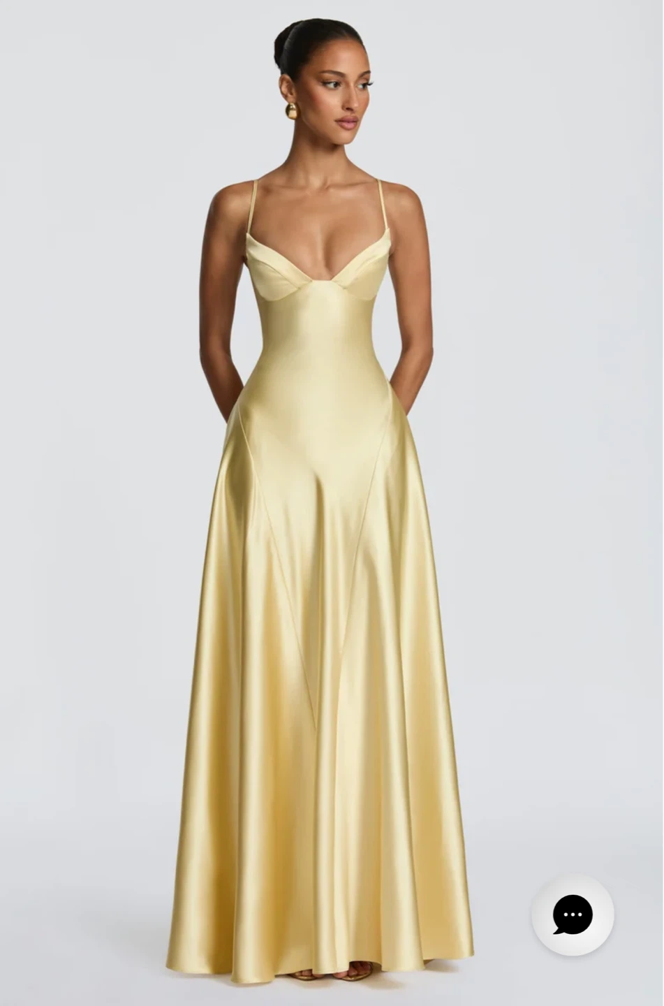 BABYBOO XS Yellow Satin Corset Back Maxi Dress