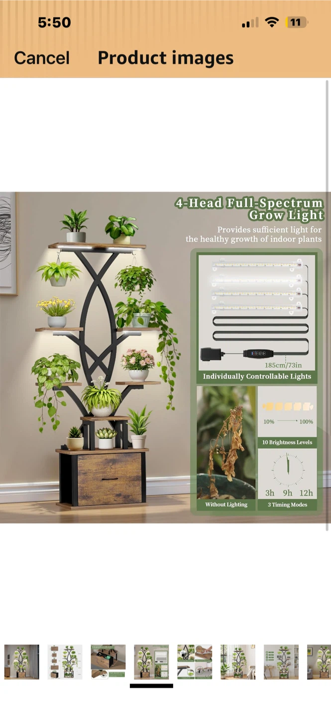 Plant Stand with Drawer and Grow Light - photo 4