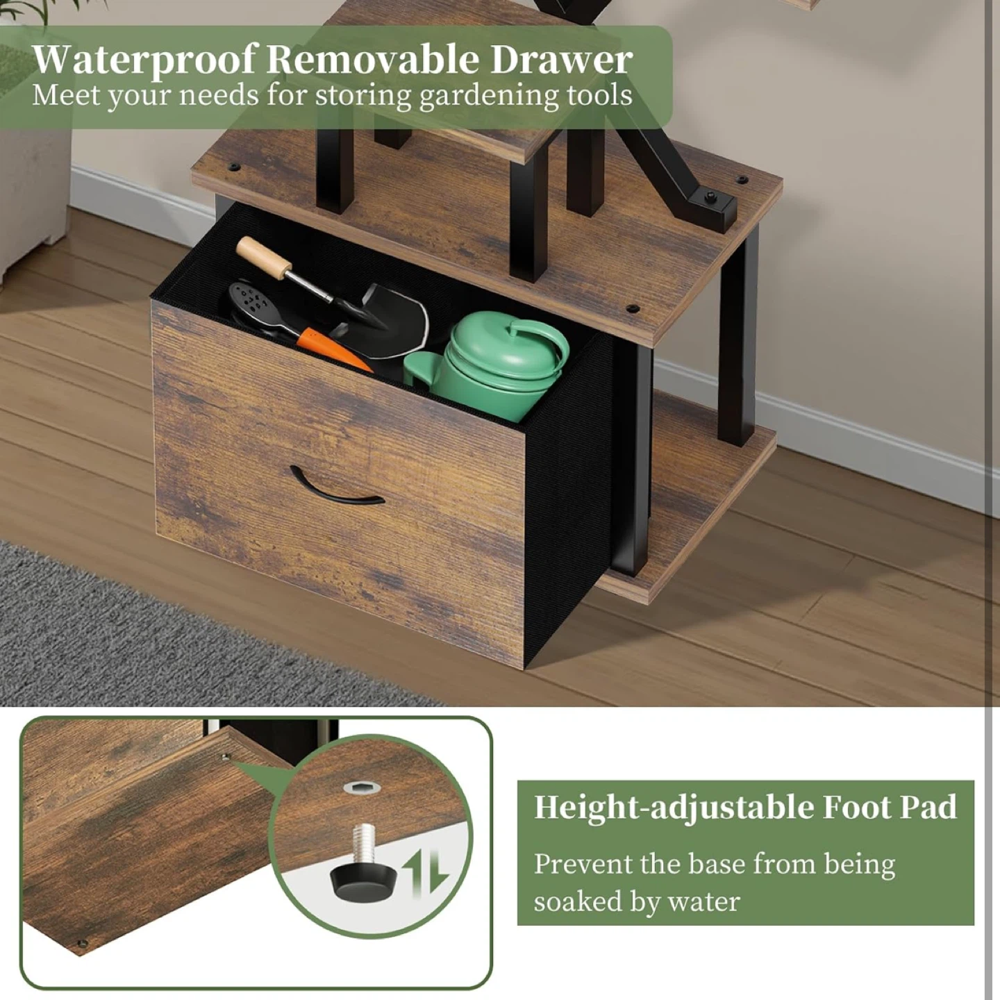 Plant Stand with Drawer and Grow Light - photo 3