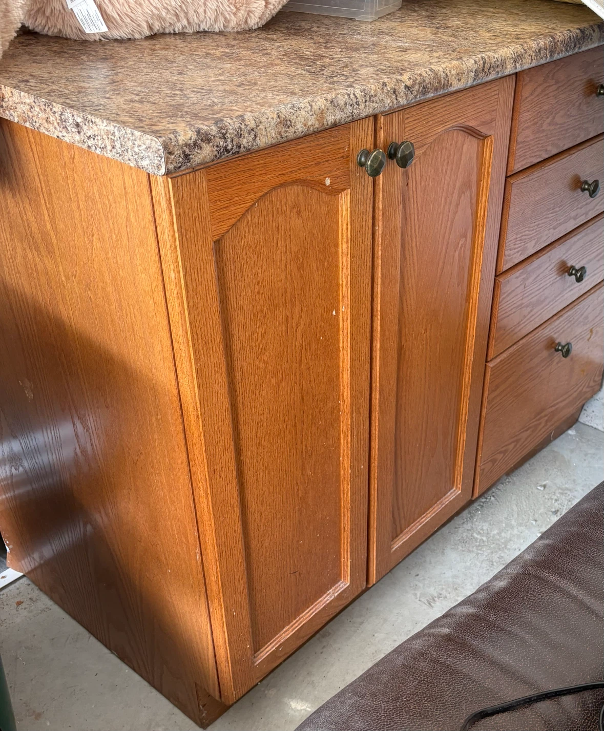 Oak cabinet with drawers and doors