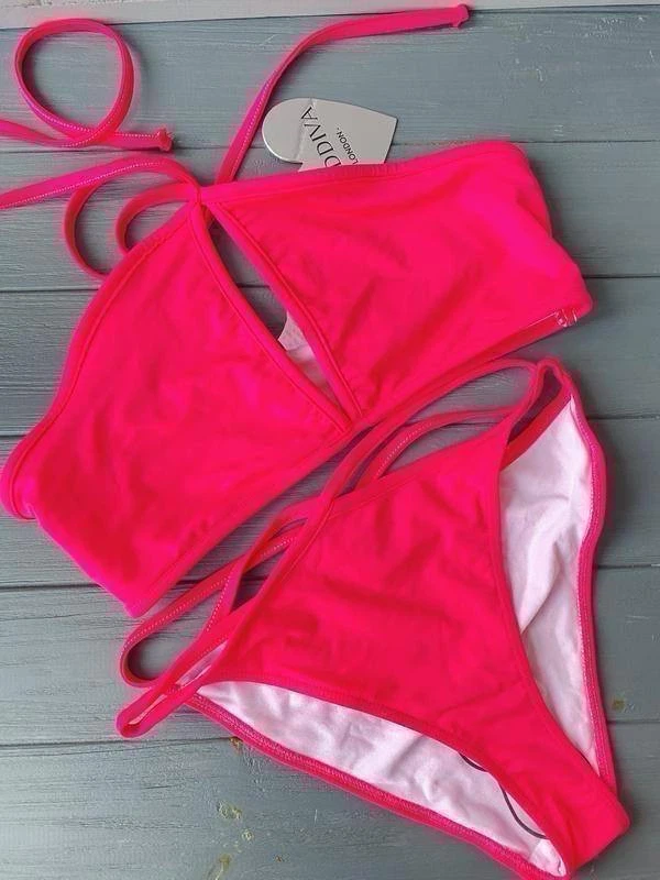 Goddiva London Bright Pink Swimsuit (ASOS) – Size S