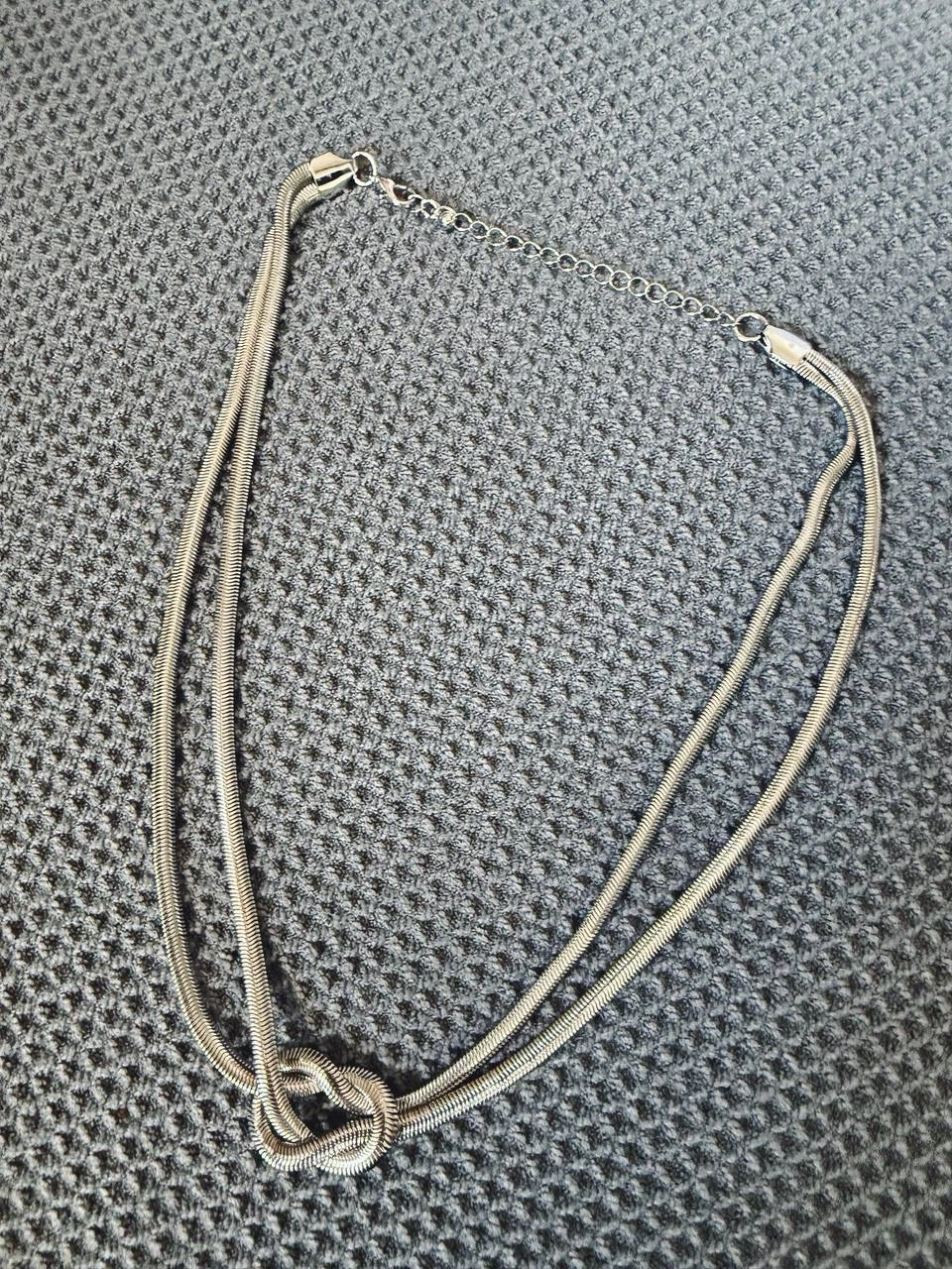 Double Snake Chain Knot Necklace – Silver colour - photo 4