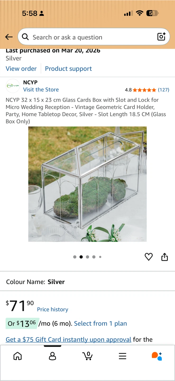 Glass Cards Box with Slot and Lock - Silver - photo 3