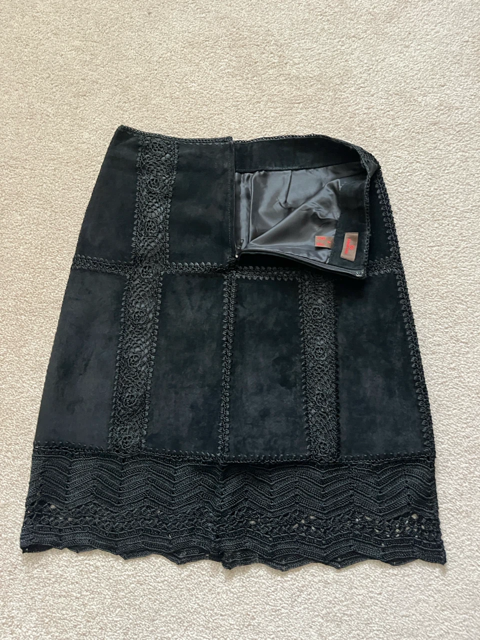 Danier Black Suede Skirt with Crochet Detail - photo 2