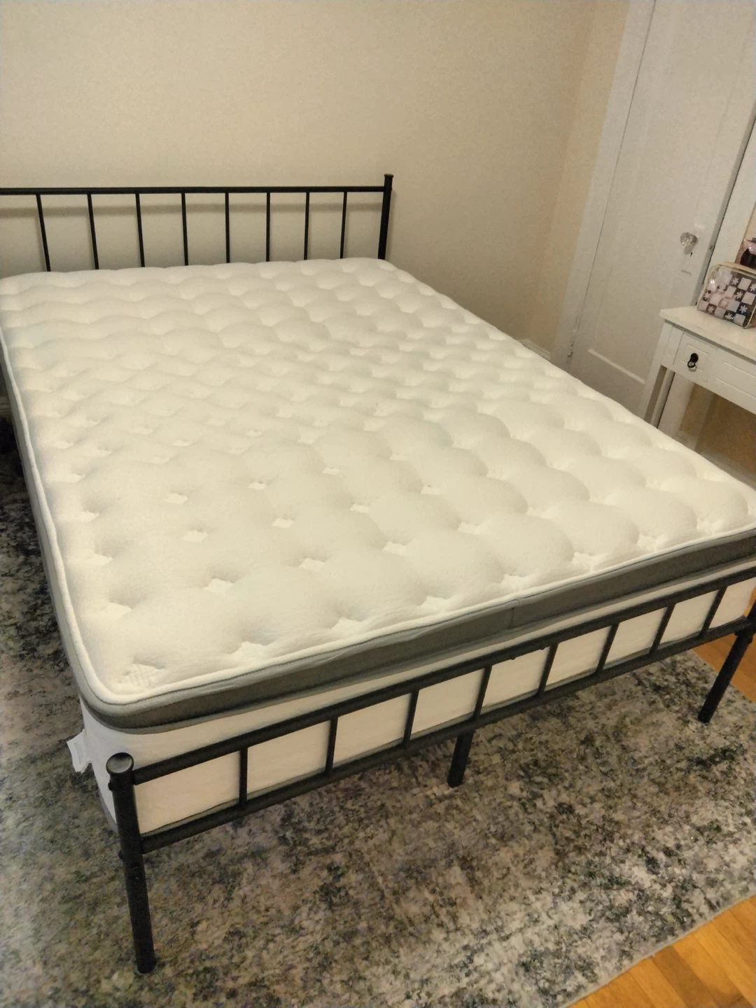 White Queen Size Mattress + Bedframe - photo 2