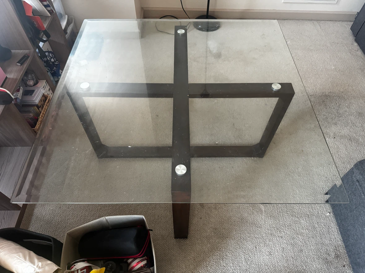 Glass and Dark Wood Coffee Table - photo 2