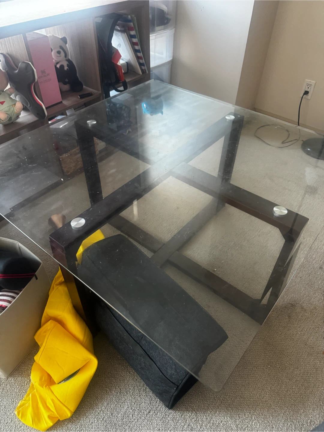 Glass and Dark Wood Coffee Table - photo 3
