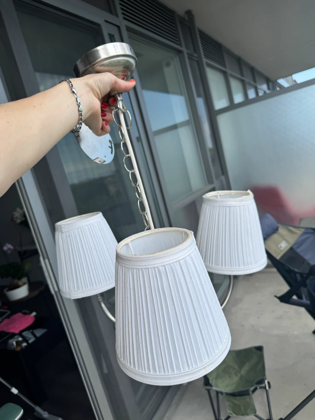 3-Light Chandelier with White Shades